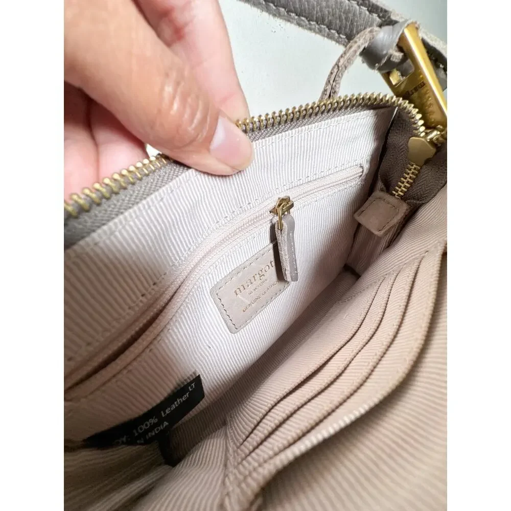 Margot New York Aiden Wallet on a String Taupe Leather Crossbody